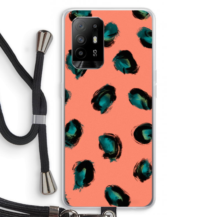Pink Cheetah: Oppo A94 5G Transparant Hoesje met koord