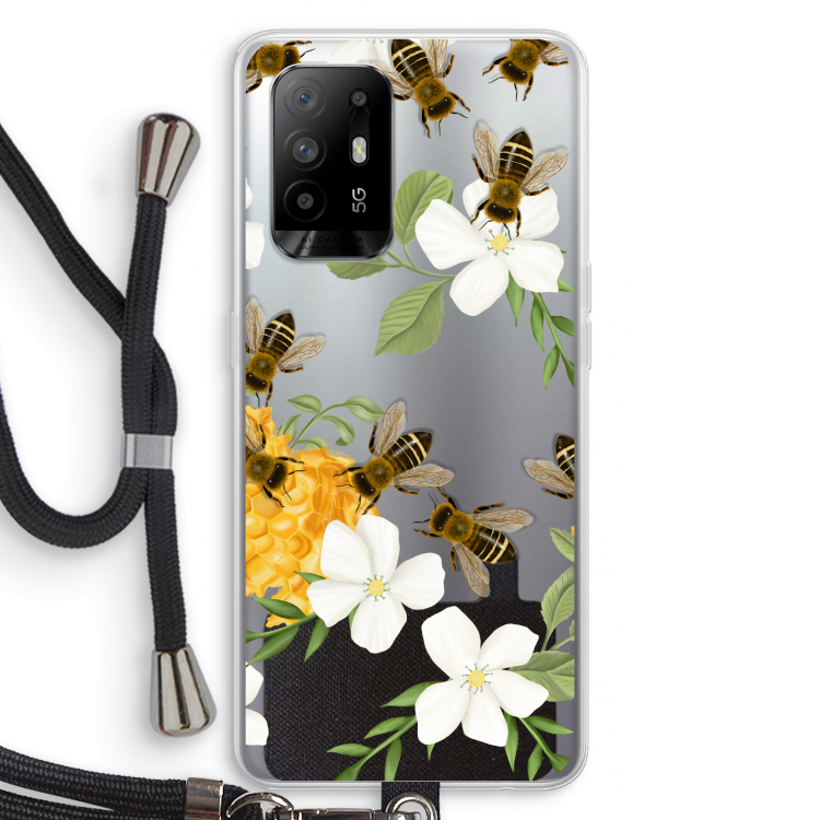 No flowers without bees: Oppo A94 5G Transparant Hoesje met koord