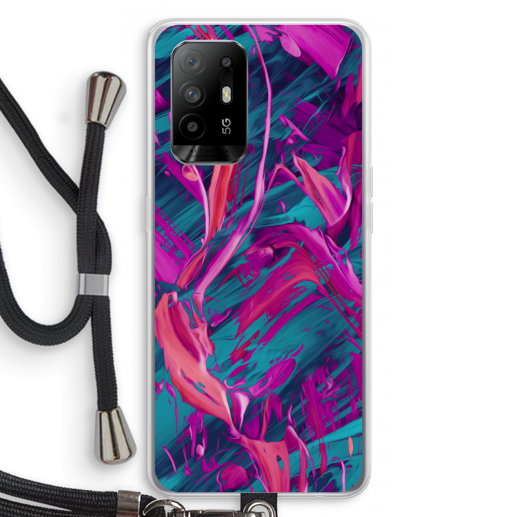 Pink Clouds: Oppo A94 5G Transparant Hoesje met koord