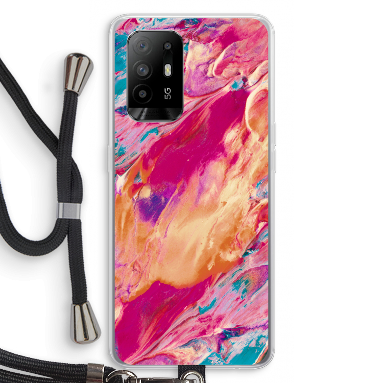 Pastel Echoes: Oppo A94 5G Transparant Hoesje met koord