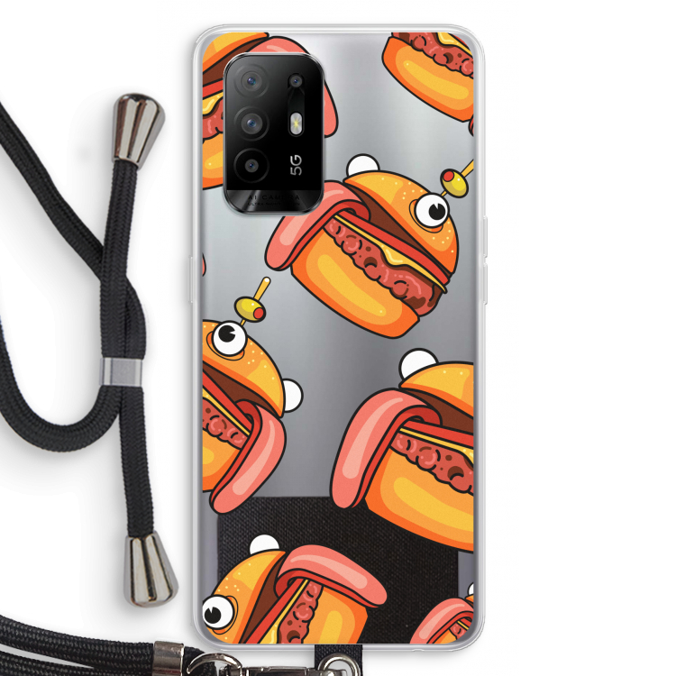 Hamburger: Oppo A94 5G Transparant Hoesje met koord