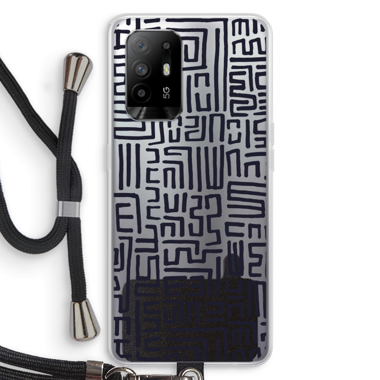 Moroccan Print: Oppo A94 5G Transparant Hoesje met koord