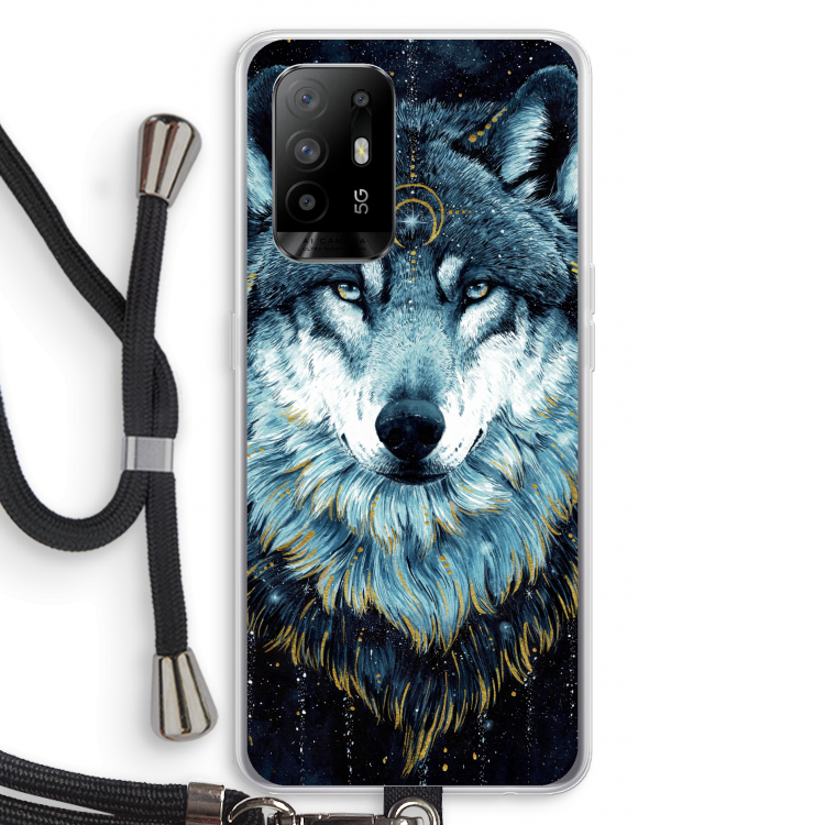 Darkness Wolf: Oppo A94 5G Transparant Hoesje met koord