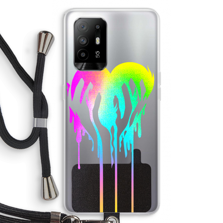 Hold My Heart: Oppo A94 5G Transparant Hoesje met koord