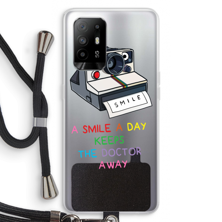 Smile: Oppo A94 5G Transparant Hoesje met koord