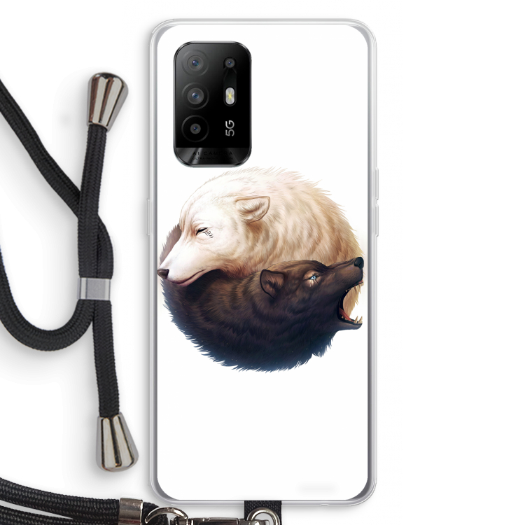 Yin Yang Wolves: Oppo A94 5G Transparant Hoesje met koord