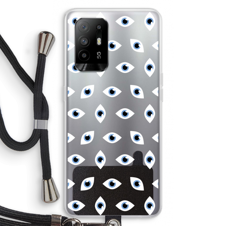 Eyes pattern: Oppo A94 5G Transparant Hoesje met koord