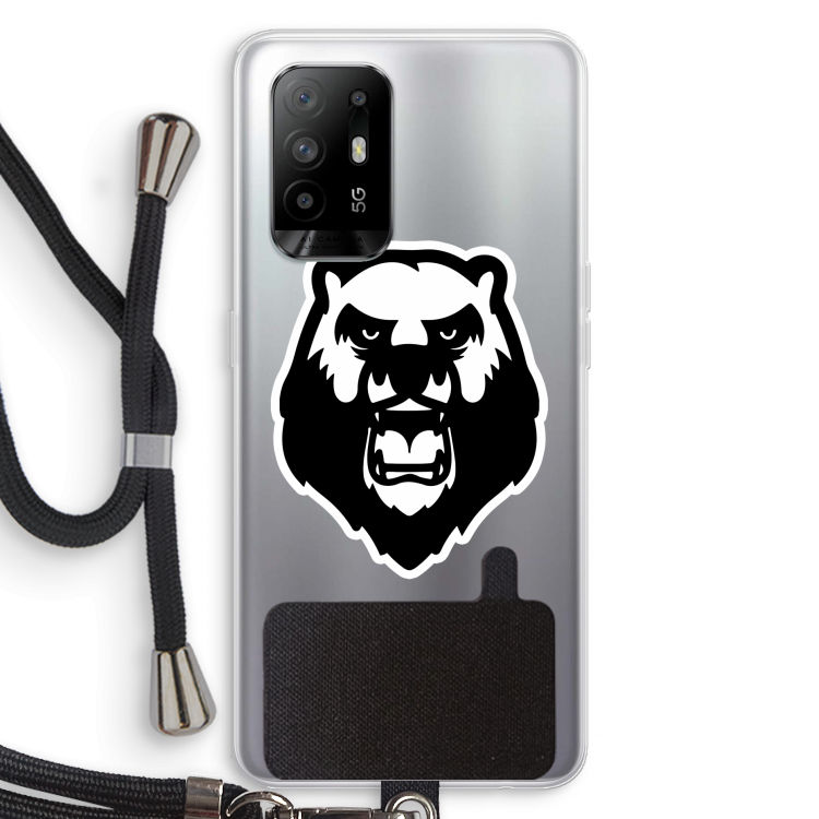 Angry Bear (white): Oppo A94 5G Transparant Hoesje met koord