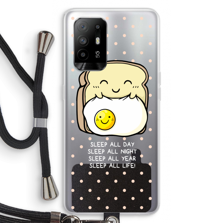 Sleep All Day: Oppo A94 5G Transparant Hoesje met koord