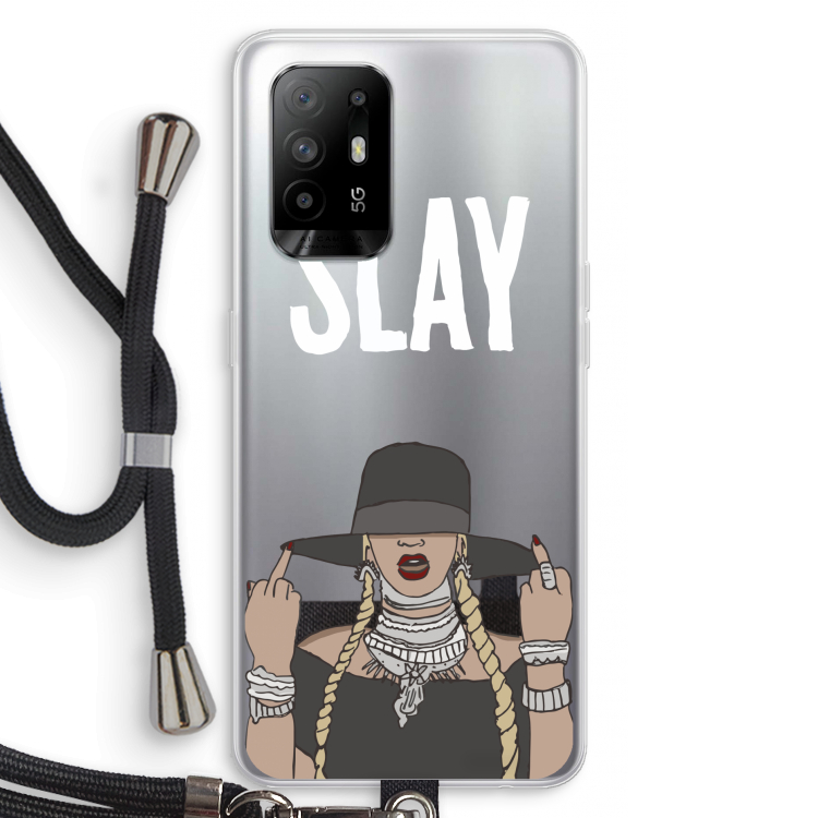 Slay All Day: Oppo A94 5G Transparant Hoesje met koord