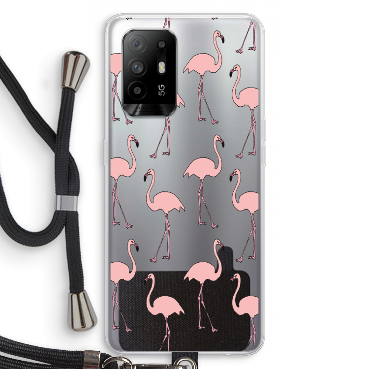 Anything Flamingoes: Oppo A94 5G Transparant Hoesje met koord