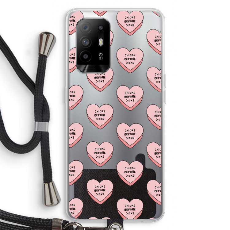 Chicks before dicks: Oppo A94 5G Transparant Hoesje met koord