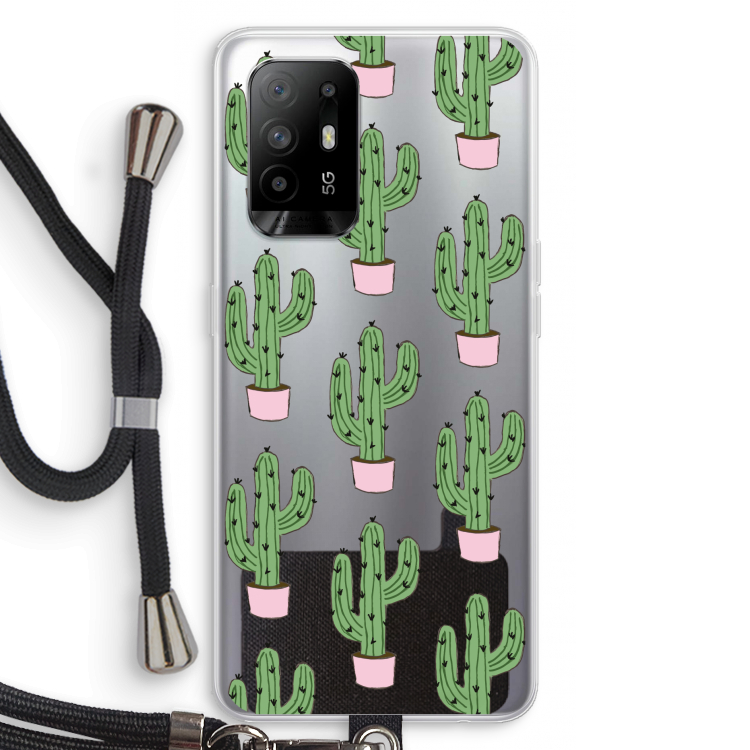 Cactus Lover: Oppo A94 5G Transparant Hoesje met koord