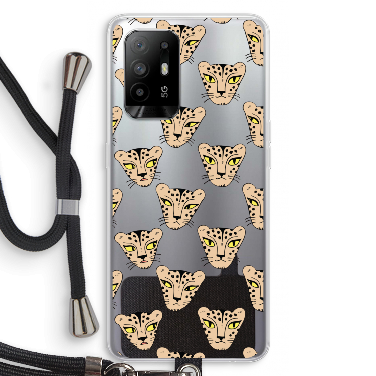 Tijger: Oppo A94 5G Transparant Hoesje met koord