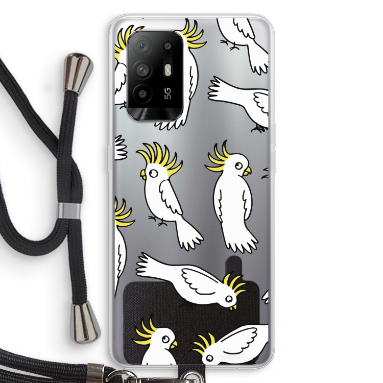 Papegaai: Oppo A94 5G Transparant Hoesje met koord