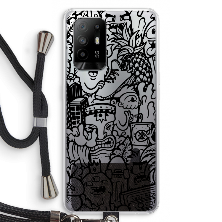 Vexx Black Mixtape: Oppo A94 5G Transparant Hoesje met koord