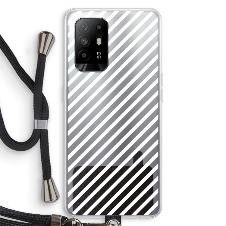 Strepen zwart-wit: Oppo A94 5G Transparant Hoesje met koord