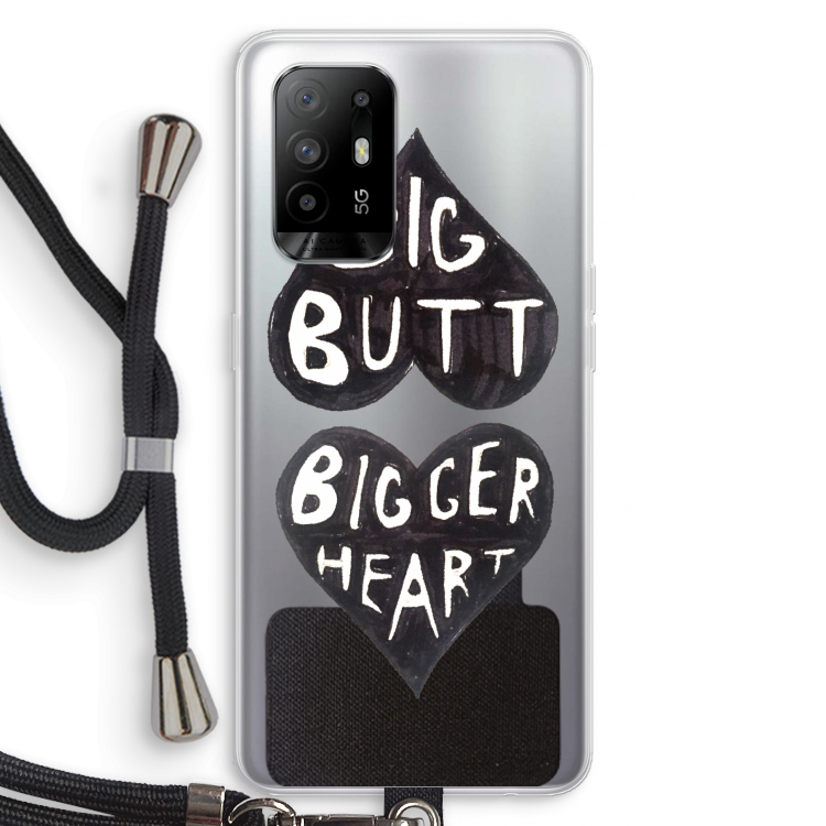 Big butt bigger heart: Oppo A94 5G Transparant Hoesje met koord