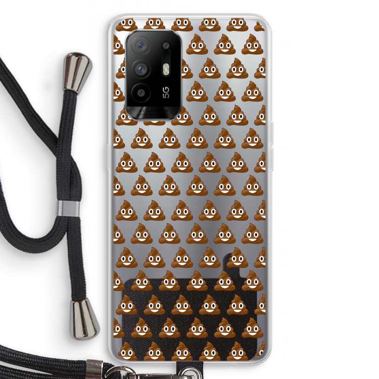 Poop emoji: Oppo A94 5G Transparant Hoesje met koord