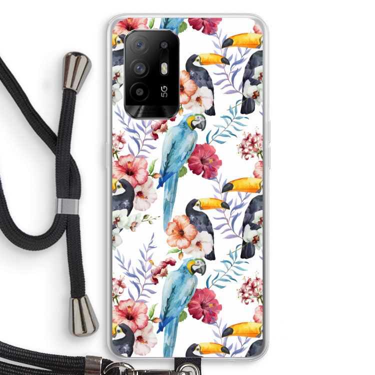 Bloemen tukan: Oppo A94 5G Transparant Hoesje met koord