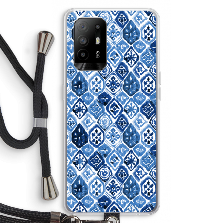 Blauw motief: Oppo A94 5G Transparant Hoesje met koord