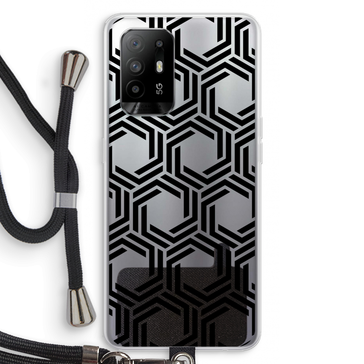 Geometrisch patroon: Oppo A94 5G Transparant Hoesje met koord