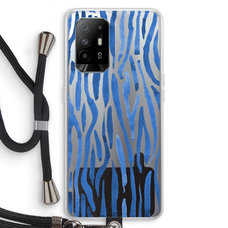 Blauwe nerven: Oppo A94 5G Transparant Hoesje met koord