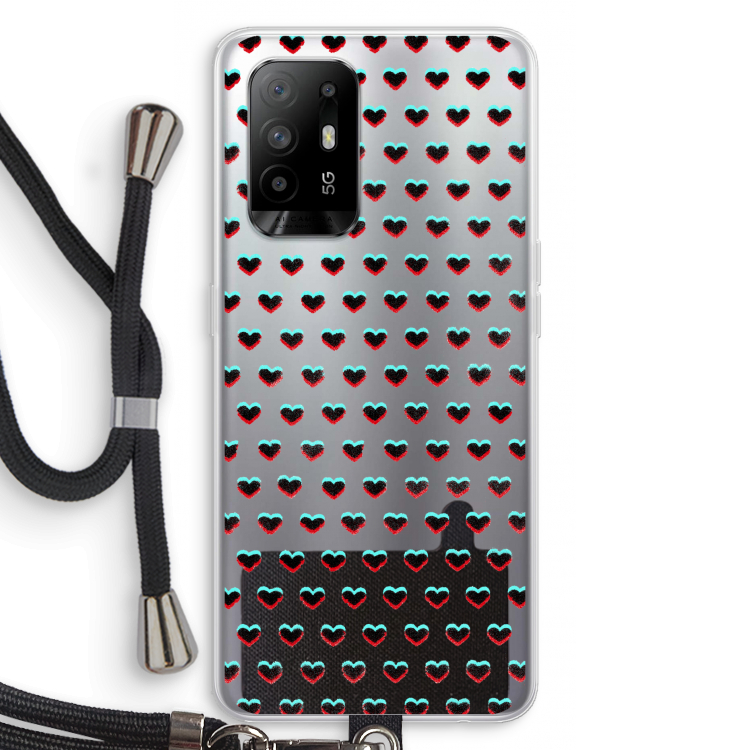 Hartjes: Oppo A94 5G Transparant Hoesje met koord