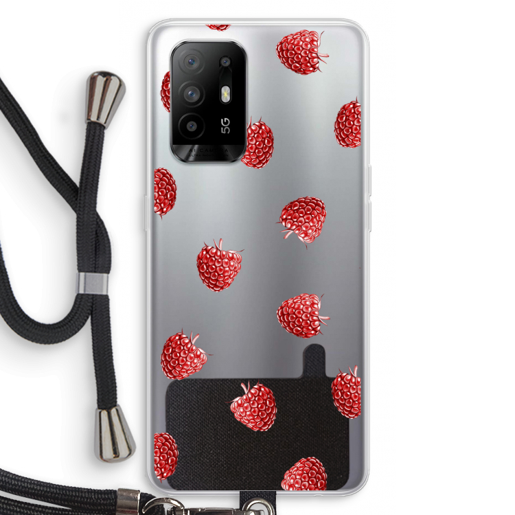 Framboosjes: Oppo A94 5G Transparant Hoesje met koord