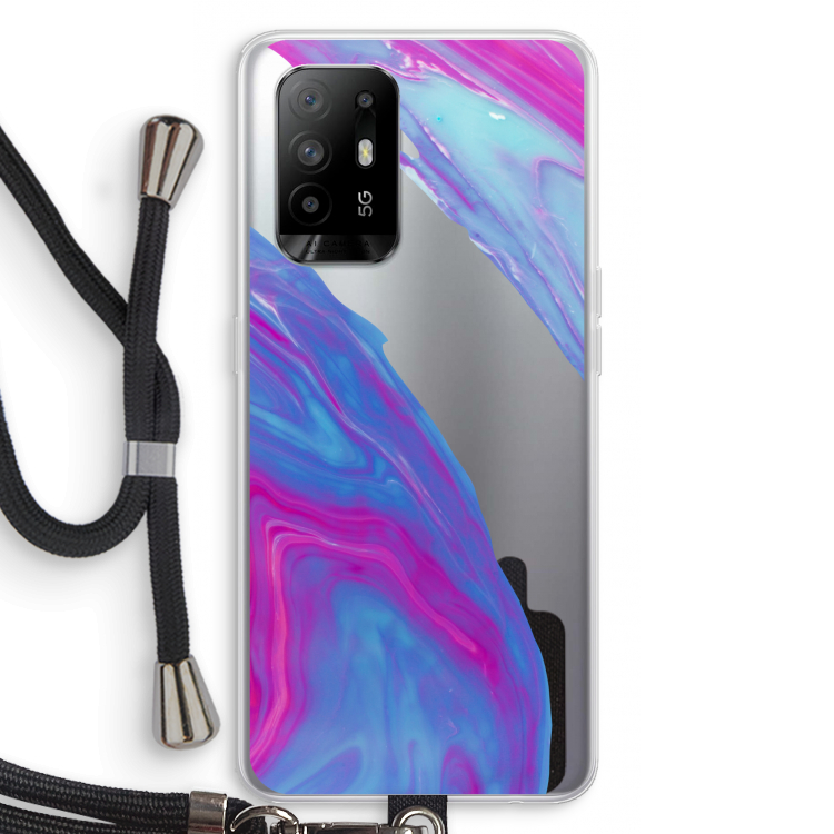 Zweverige regenboog: Oppo A94 5G Transparant Hoesje met koord