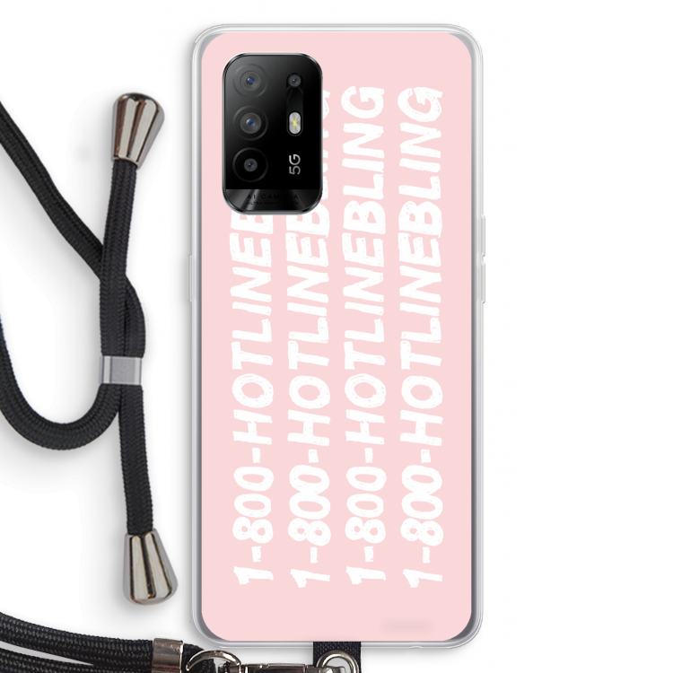 Hotline bling pink: Oppo A94 5G Transparant Hoesje met koord