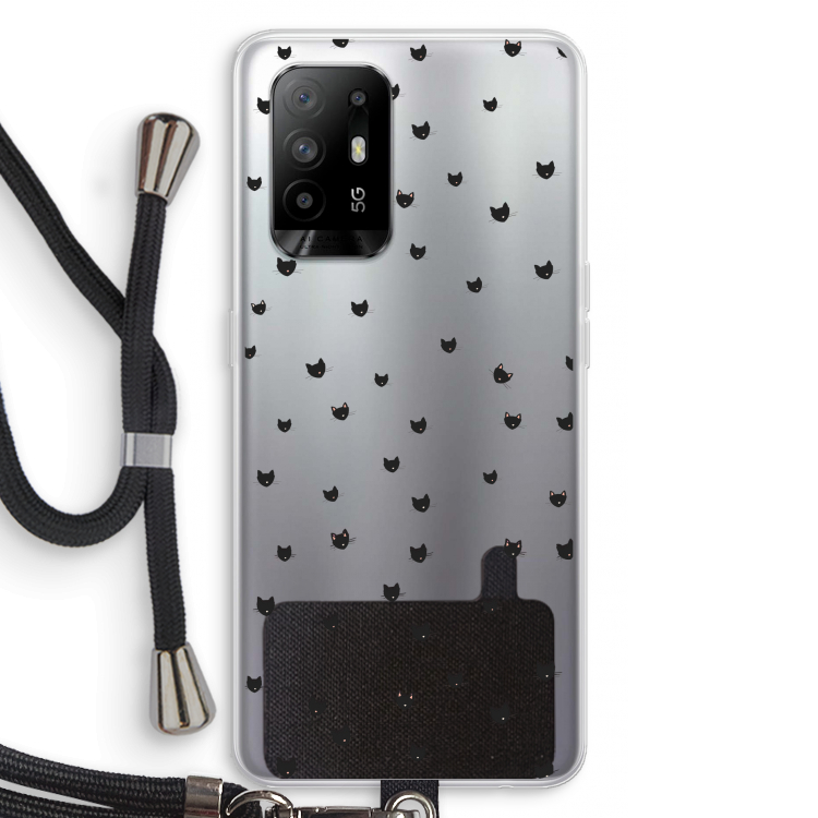 Kleine kattenkopjes: Oppo A94 5G Transparant Hoesje met koord