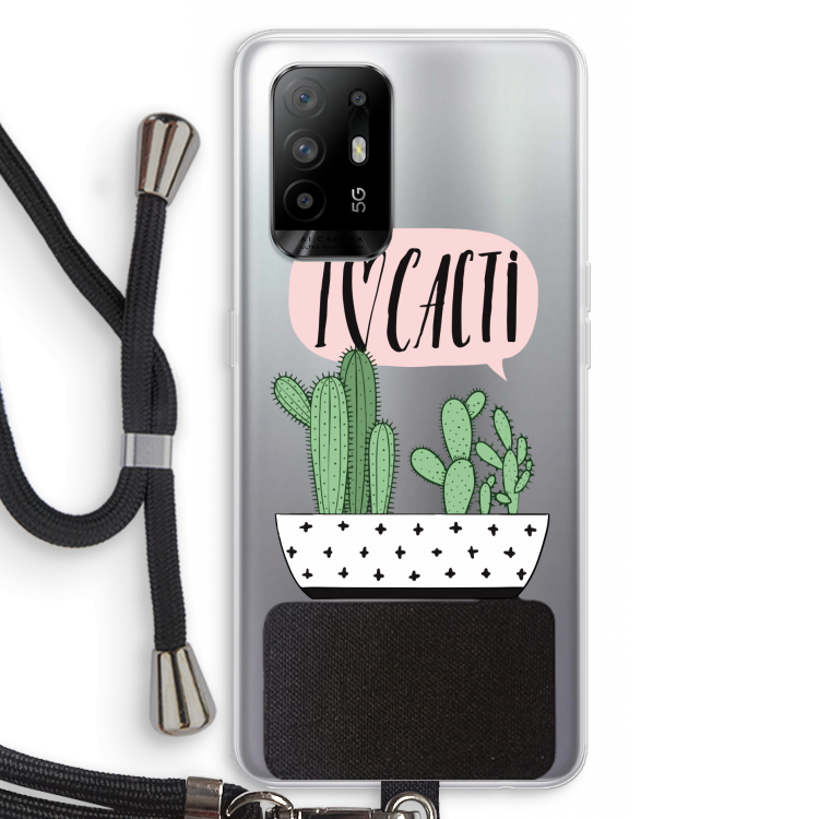 I love cacti: Oppo A94 5G Transparant Hoesje met koord