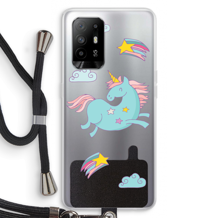 Vliegende eenhoorn: Oppo A94 5G Transparant Hoesje met koord