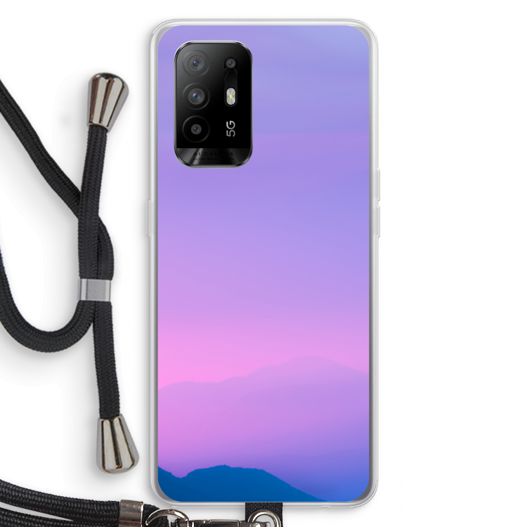 Sunset pastel: Oppo A94 5G Transparant Hoesje met koord