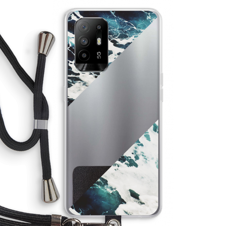 Golven: Oppo A94 5G Transparant Hoesje met koord