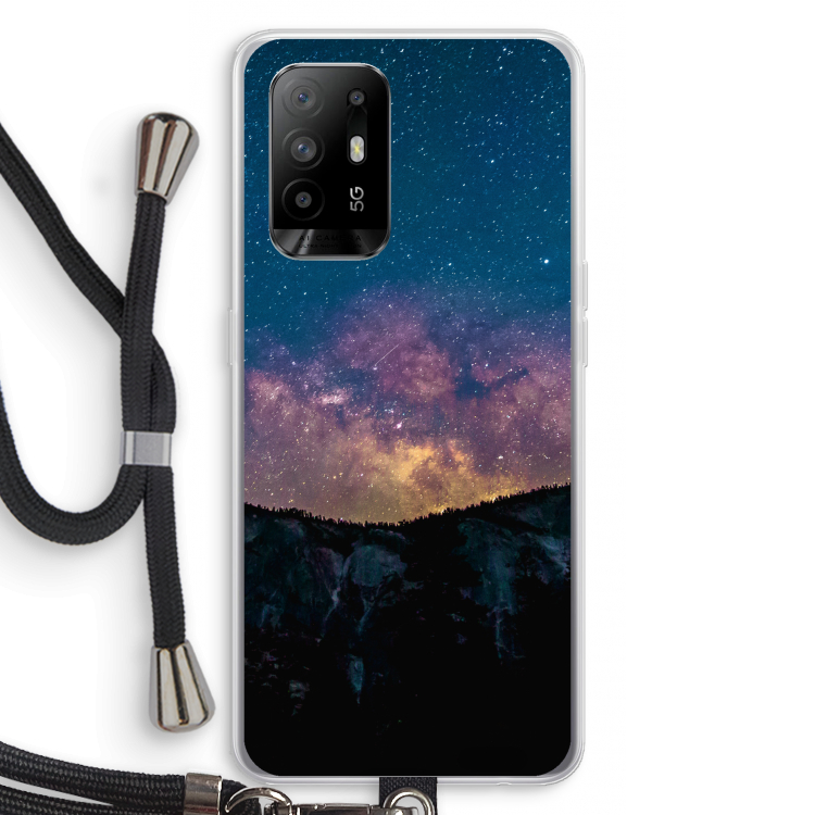 Travel to space: Oppo A94 5G Transparant Hoesje met koord