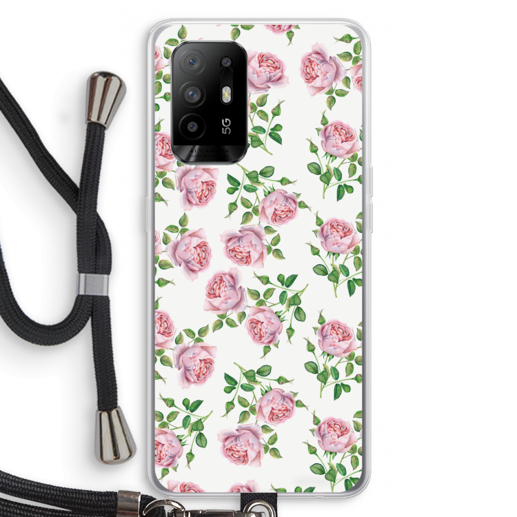 Kleine roosjes: Oppo A94 5G Transparant Hoesje met koord