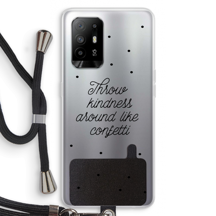 Confetti: Oppo A94 5G Transparant Hoesje met koord