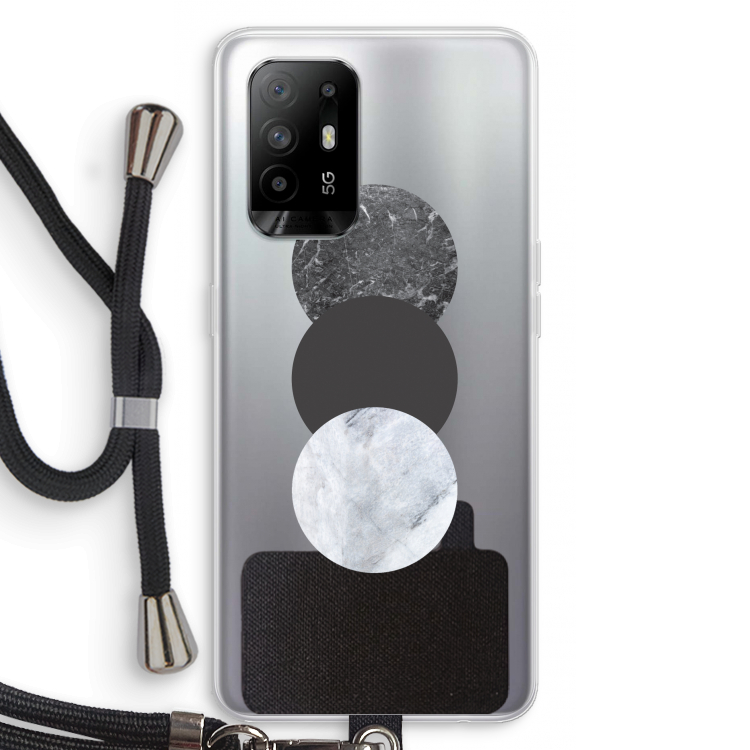 Marmeren cirkels: Oppo A94 5G Transparant Hoesje met koord