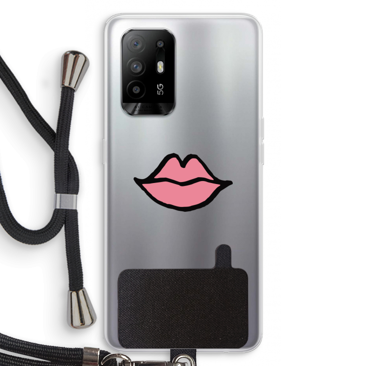 Kusje: Oppo A94 5G Transparant Hoesje met koord