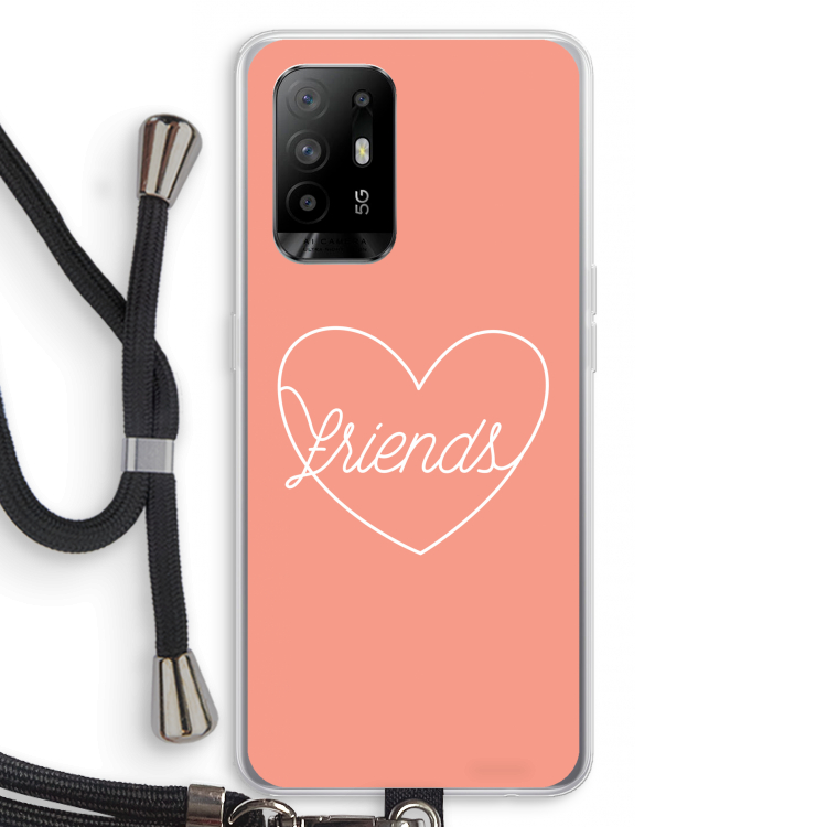 Friends heart: Oppo A94 5G Transparant Hoesje met koord