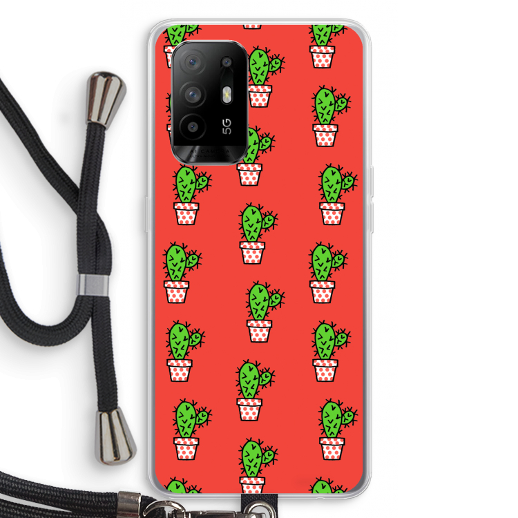 Mini cactus: Oppo A94 5G Transparant Hoesje met koord