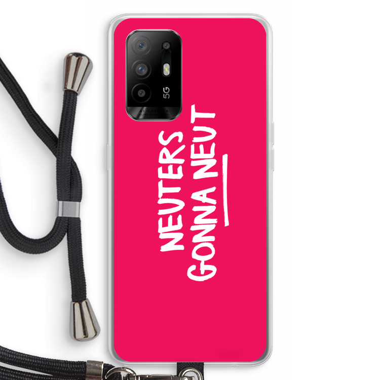 Neuters (roze): Oppo A94 5G Transparant Hoesje met koord
