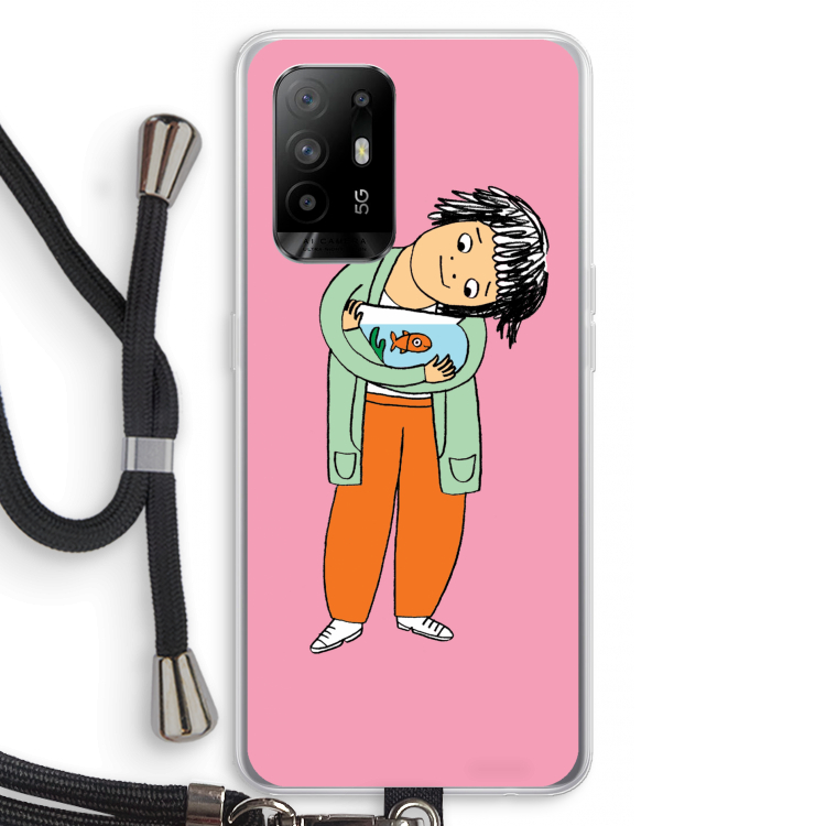 Visknuffel: Oppo A94 5G Transparant Hoesje met koord