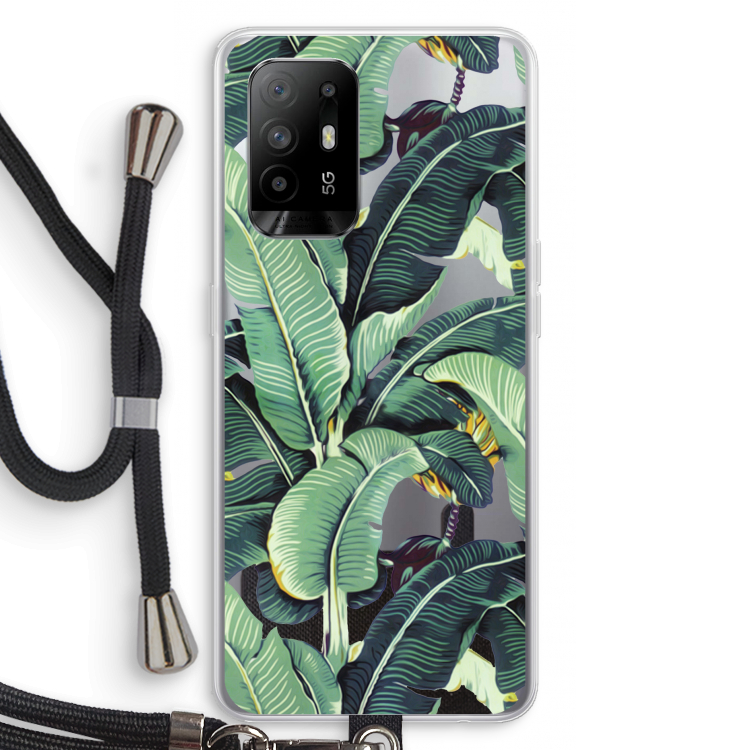 Bananenbladeren: Oppo A94 5G Transparant Hoesje met koord