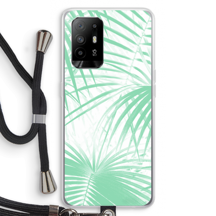 Palmbladeren: Oppo A94 5G Transparant Hoesje met koord
