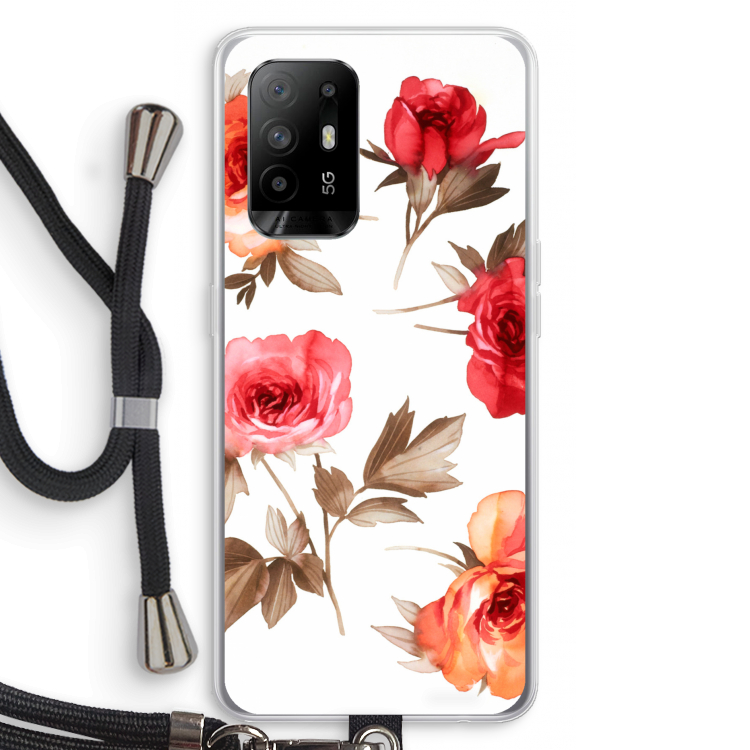 Roosjes: Oppo A94 5G Transparant Hoesje met koord