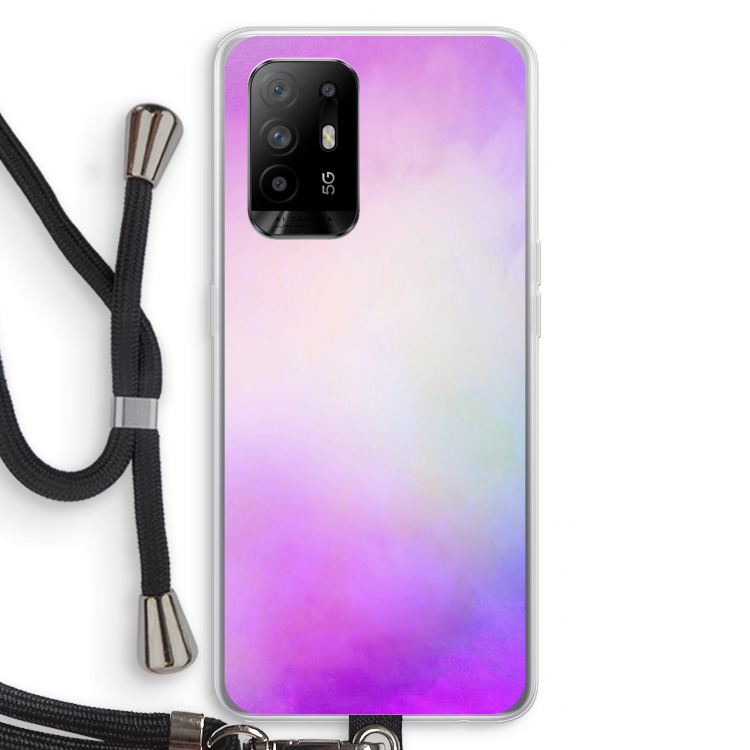 Clouds pastel: Oppo A94 5G Transparant Hoesje met koord