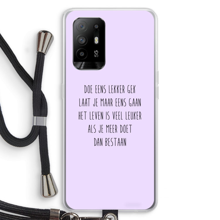 Gek: Oppo A94 5G Transparant Hoesje met koord